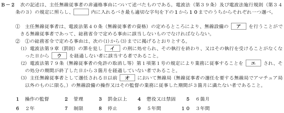 一陸技法規令和4年01月期第1回B02